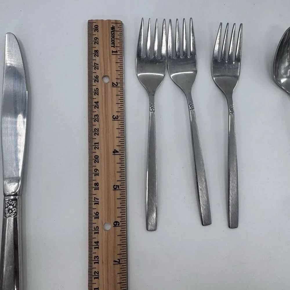 Lot of 17 1881 Rogers Oneida Ltd Melissa pattern stainless Forks Knives Spoons